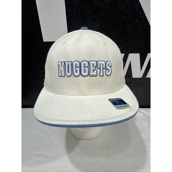 Denver Nuggets Fitted Reebok hat 7 and 3/8 White & Blue - Picture 1 of 7